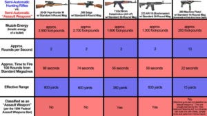 Comparison between various "assault weapons" and semiautomatic hunting rifles.